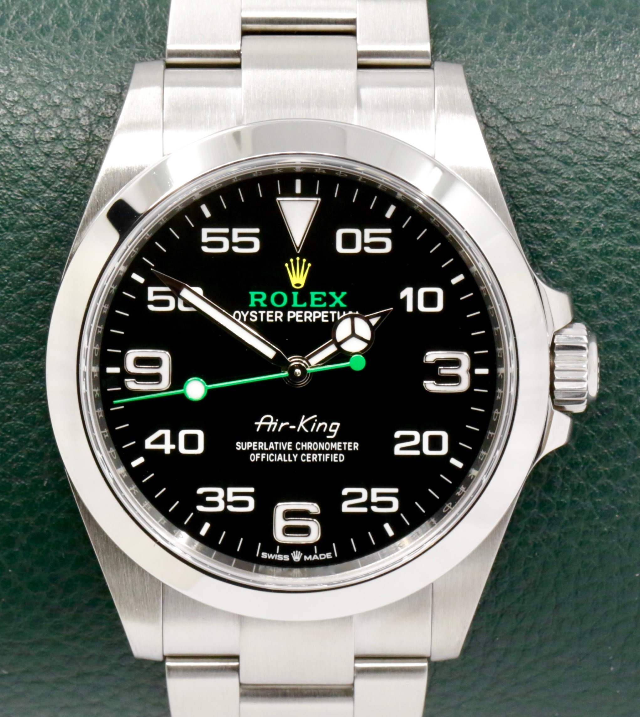 Rolex Air King, 40mm Stainless Steel Case with Crown Guards , Black Arab Dial, on Stainless Steel Rolex Oyster Bracelet, Ref. 126900, Circa: 2023, with Box, Books, Swing Tag, Rolex Warranty Card & Balance of 5 Year Rolex Factory Warranty
