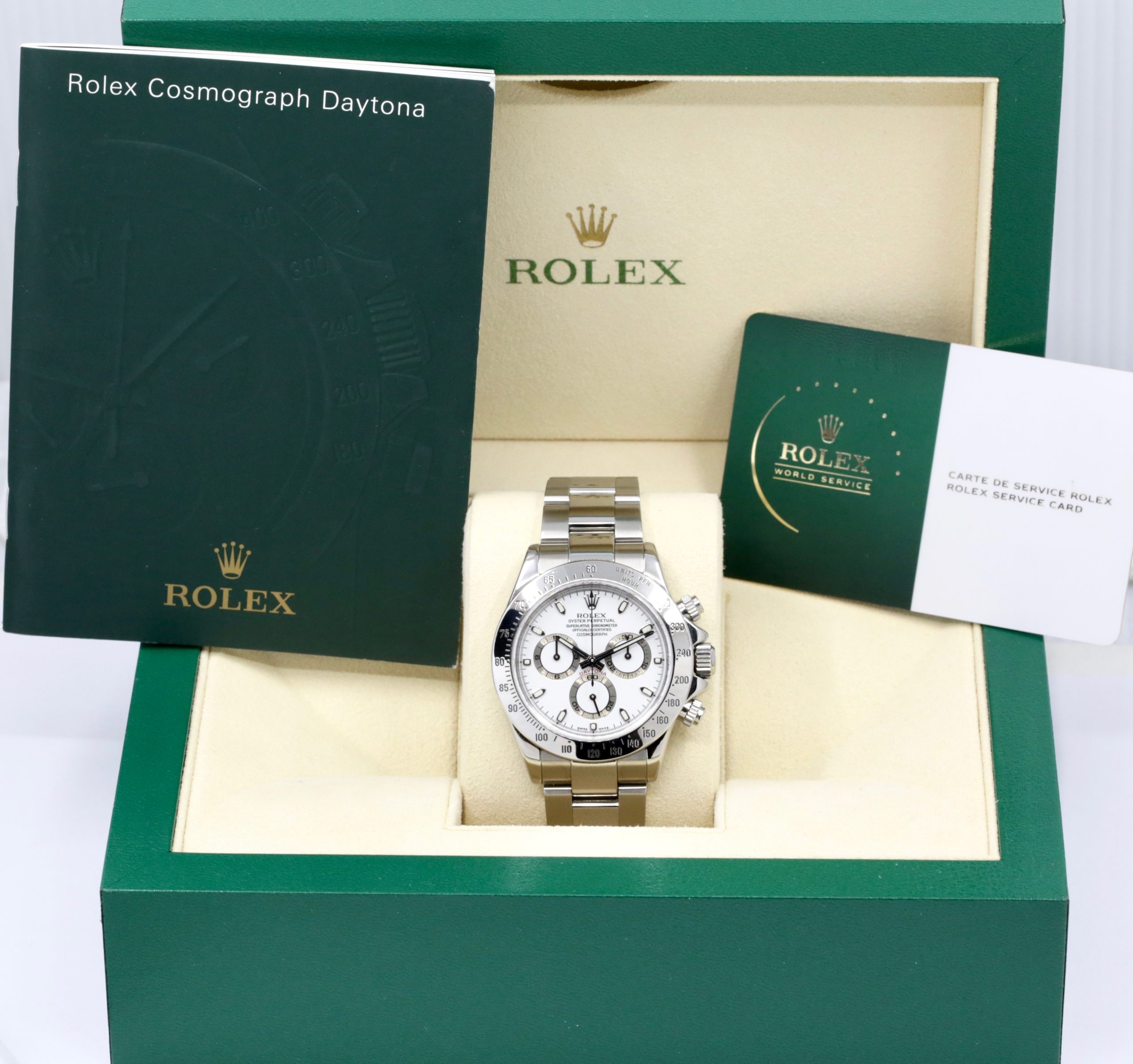 Rolex Cosmograph Daytona, Stainless Steel Case, with Stainless Steel Bezel, White Index Dial, on Stainless Steel Rolex Oyster Bracelet, Ref. 116520, Circa: 2004, with Box, Book, Rolex Service Card & Balance of 2 Year Rolex Service Warranty - Image 7