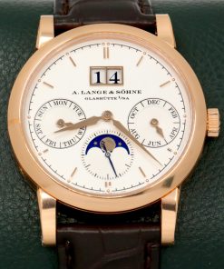 Alternative view of A. Lange & Sohne Saxonia Annual Calendar, 38.5mm, in 18ct Pink Gold, Solid Silver Argenté-Coloured Dial, on Brown A. Lange & Sohne Alligator Leather Strap with 18ct Pink Gold Lange Tang Buckle, Ref. 330.032, Circa: 2020, with Box & Papers