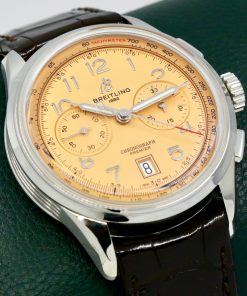 Breitling Premier B01 Chronograph 42, in Stainless Steel, with Salmon Arab Dial, on Brown Breitling Alligator Leather Strap with Stainless Steel Breitling Deployant, Ref.AB0145331K1P1, Circa: 2023, with Box, Papers & Balance of 5 Year Breitling Factory Warranty