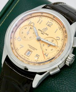 Alternative view of Breitling Premier B01 Chronograph 42, in Stainless Steel, with Salmon Arab Dial, on Brown Breitling Alligator Leather Strap with Stainless Steel Breitling Deployant, Ref.AB0145331K1P1, Circa: 2023, with Box, Papers & Balance of 5 Year Breitling Factory Warranty