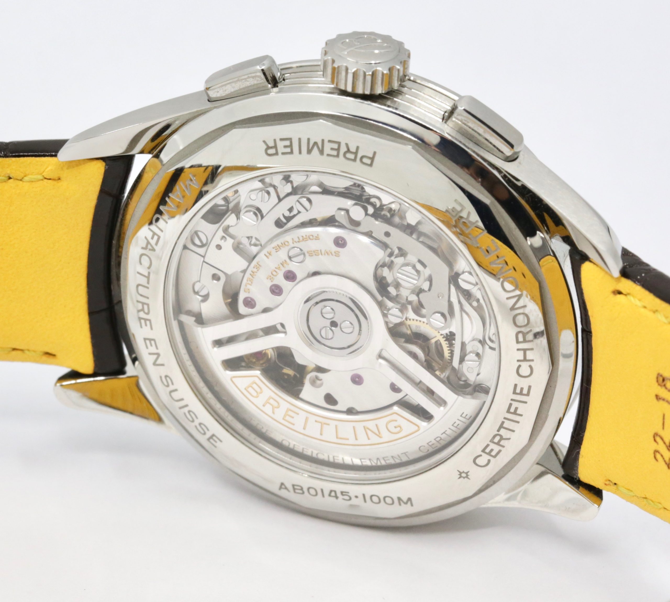 Breitling Premier B01 Chronograph 42, in Stainless Steel, with Salmon Arab Dial, on Brown Breitling Alligator Leather Strap with Stainless Steel Breitling Deployant, Ref.AB0145331K1P1, Circa: 2023, with Box, Papers & Balance of 5 Year Breitling Factory Warranty, SALE !! - Image 5
