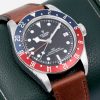 Tudor Black Bay GMT in Stainless Steel with a Pepsi Bezel, Black Index dial with snowflake hands on a Tudor leather Strap and Deployant Clasp, Ref: 79830RB, Circa: 2018, with Box, Books, Swing Tag, and Tudor Warranty Card