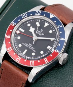 Alternative view of Tudor Black Bay GMT in Stainless Steel with a Pepsi Bezel, Black Index dial with snowflake hands on a Tudor leather Strap and Deployant Clasp, Ref: 79830RB, Circa: 2018, with Box, Books, Swing Tag, and Tudor Warranty Card