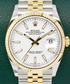 Rolex Datejust 36, in Stainless Steel & 18ct Yellow Gold, Fluted Bezel, White Index Dial, on Stainless Steel & 18ct Yellow Gold Rolex Jubilee Bracelet, Ref. 126233, Circa: 2024, with Box, Books, Rolex Warranty Card & Balance of 5 Year Rolex Factory Warranty - UNWORN!!