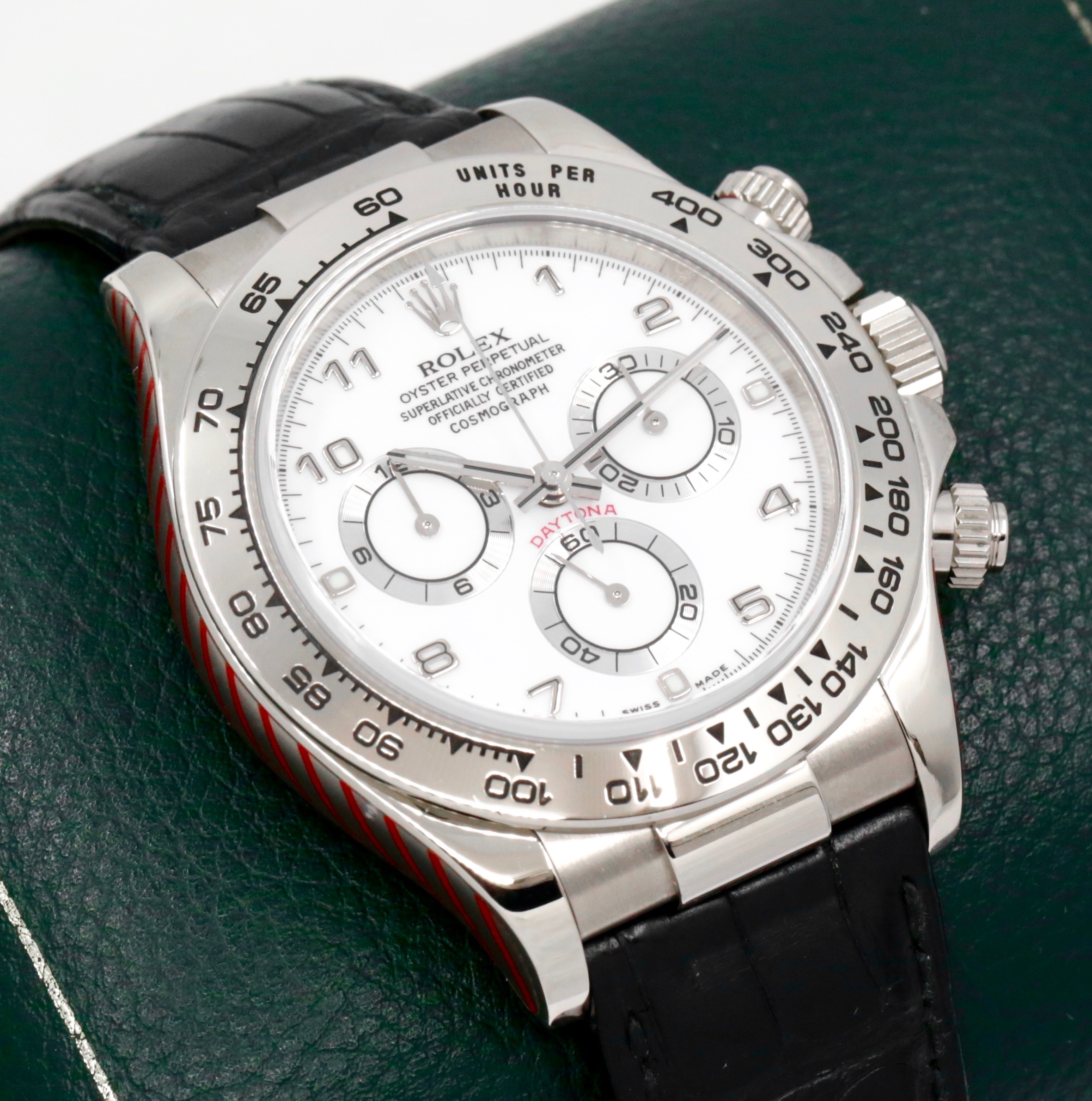 Rolex Cosmograph Daytona, 18ct White Gold, White Arab Dial, on Rolex Alligator Strap with 18ct White Gold Rolex Daytona Deployant, Ref. 116519, Circa: 2004, with Box, Swing Tags, Rolex Warranty Certificate, Rolex Service Card & Balance of 2 Year Rolex Service Warranty - Image 3