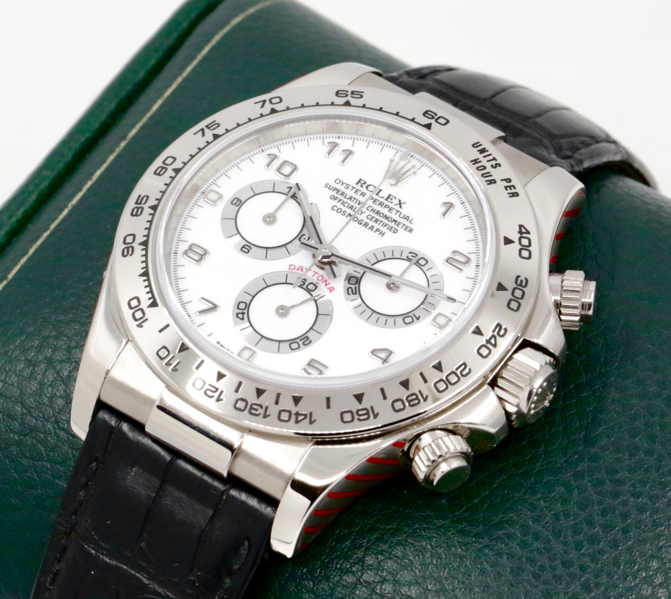 Rolex Cosmograph Daytona, 18ct White Gold, White Arab Dial, on Rolex Alligator Strap with 18ct White Gold Rolex Daytona Deployant, Ref. 116519, Circa: 2004, with Box, Swing Tags, Rolex Warranty Certificate, Rolex Service Card & Balance of 2 Year Rolex Service Warranty - Image 2