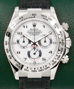Rolex Cosmograph Daytona, 18ct White Gold, White Arab Dial, on Rolex Alligator Strap with 18ct White Gold Rolex Daytona Deployant, Ref. 116519, Circa: 2004, with Box, Swing Tags, Rolex Warranty Certificate, Rolex Service Card & Balance of 2 Year Rolex Service Warranty