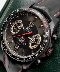 Alternative view of TAG Heuer Grand Carrera RS2 Chronograph, 43mm Titanium Case with Black PVD Coating, Black Index Dial with Red Accents, on Black TAG Heuer Alligator Strap with Titanium TAG Heuer Deployant, Ref. CAV518B, Circa: 2011, with Box & Papers - Sold as Traded!! $2,600 inc GST!!