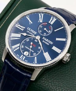 Alternative view of *ON SALE!!* Ulysse Nardin Marine Torpilleur, 42mm Stainless Steel Case, Blue Roman Dial with Power Reserve & Subsidiary Seconds Display, on Blue Ulysse Nardin Alligator Strap with Stainless Steel Ulysse Nardin Deployant, Ref. 1183-310, BIG DISCOUNT OF MSRP!!!