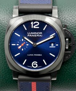 Panerai Luminor Quaranta Stainless Steel DLC Luna Rossa, 40mm, Limited Edition, Blue Index & Arab Dial, on Blue Panerai Rubber Strap with Stainless Steel DLC Coated Tang Buckle, Ref. PAM01408, Circa: 2024, Complete with Box, Papers & Balance of 2 Year Panerai Warranty