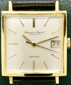 RARE! 1960's IWC - International Watch Company, Gents Vintage Wristwatch, 18ct Yellow Gold Square Case, Cal. 8541, on Black Leather Strap , Ref. R1160A