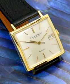 Alternative view of RARE! 1960's IWC - International Watch Company, Gents Vintage Wristwatch, 18ct Yellow Gold Square Case, Cal. 8541, on Black Leather Strap , Ref. R1160A