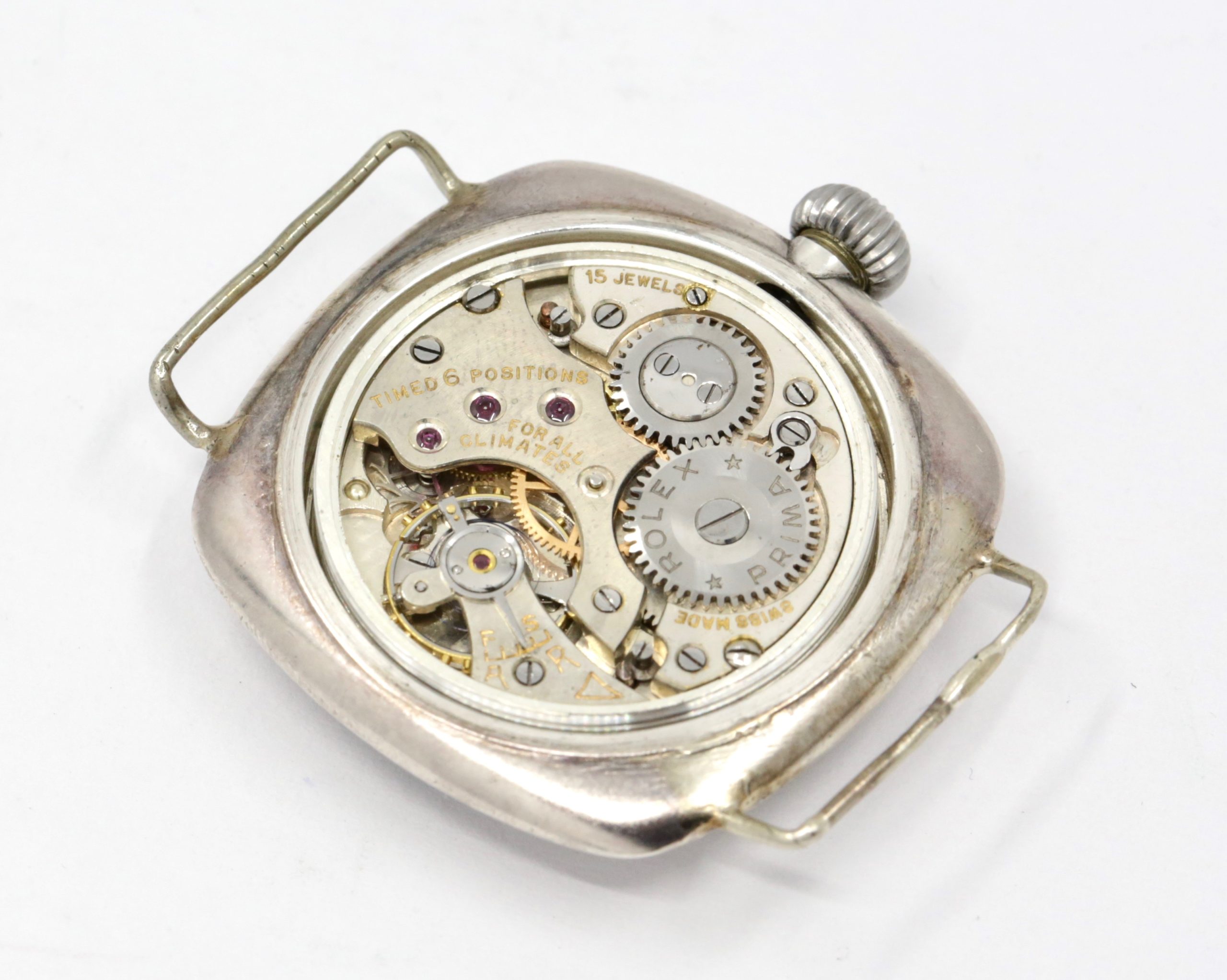 Vintage Rolex Series 1 Cushion Shaped Oyster, in 0.925 Silver, Original Glass Enamel Arab Dial with Sub-Seconds, Original Rolex "Onion" Crown, Circa: 1925 - Image 9