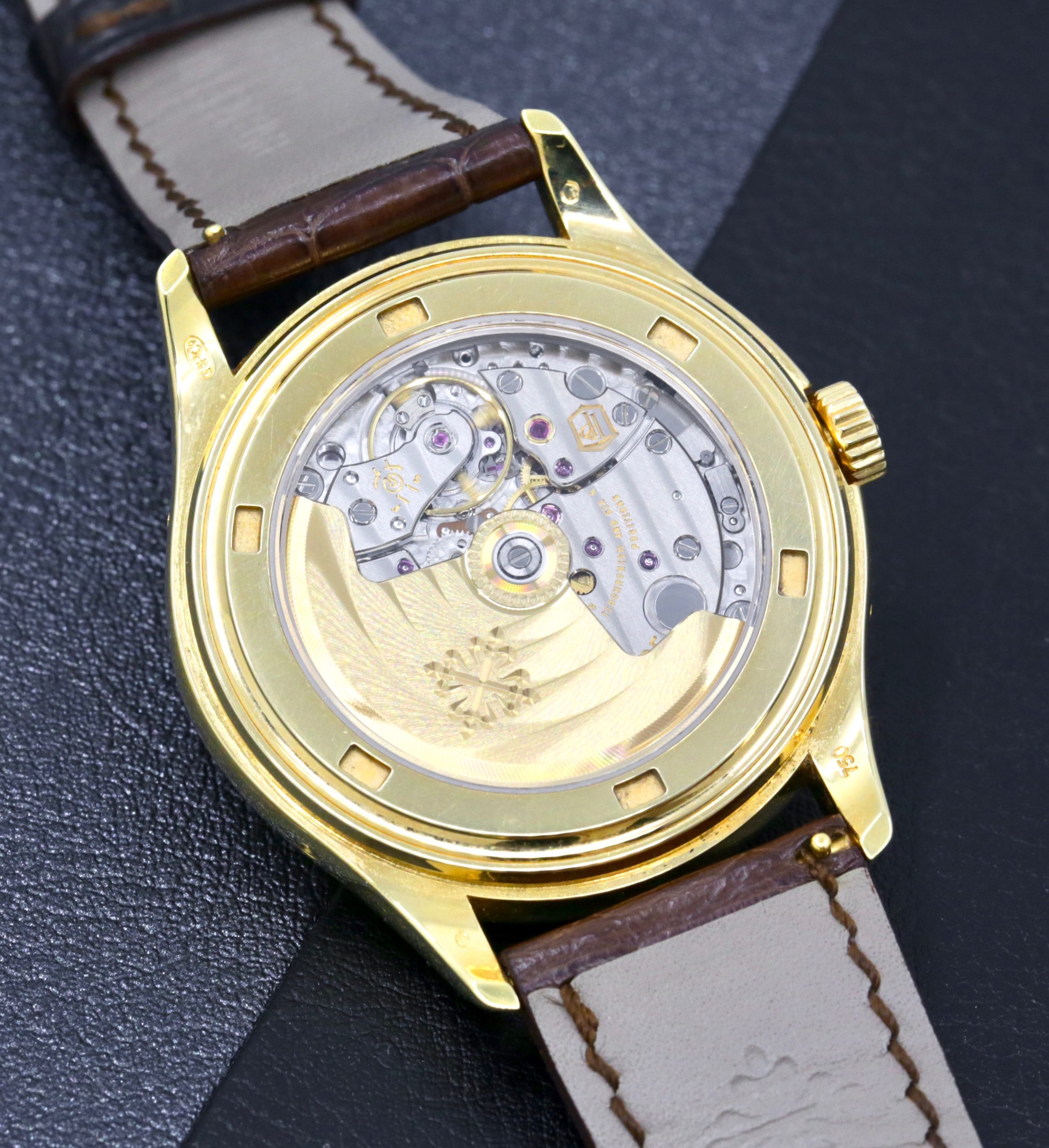 Patek Philippe Annual Calendar in 18ct Yellow Gold, Cream Dial with Day, Date, Month Display & Moon Phase, on Brown Patek Philippe Alligator Strap with 18ct Yellow Gold Patek Deployant, Ref. 5146J-001, Circa: 2013, with Box & Papers - Image 5