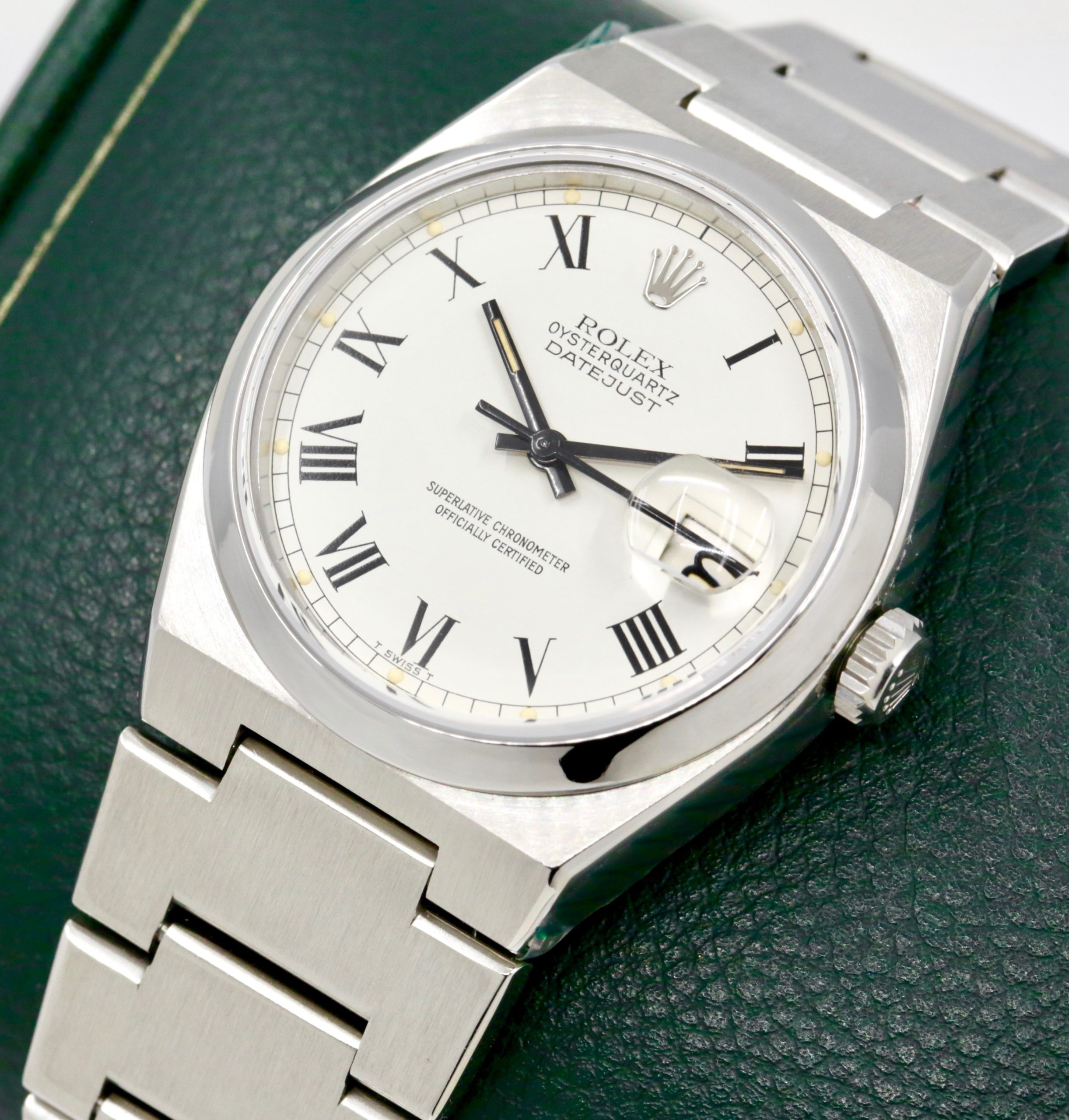 Rolex Oysterquartz Datejust, Stainless Steel, Smooth Bezel, White "Buckley" Roman Dial, on Stainless Steel Rolex Oysterquartz Bracelet, Ref. 17000, with Rolex Box, Rolex Service Card, Rolex Service Invoice & Balance of 2 Year Rolex Service Warranty - Image 2