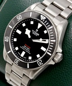 Alternative view of Tudor Pelagos 39 in Titanium, with a Black index dial and black ceramic Bezel, on a Tudor Titanium bracelet. Ref: 25407N Box, Books and Tudor Warranty Card, Circa: 2024