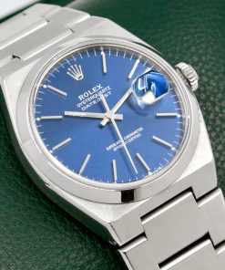 Alternative view of Rolex Oysterquartz Datejust, Stainless Steel, Smooth Bezel, Blue index Dial, on Stainless Steel Rolex OysterQuartz Bracelet, Ref. 17000, with Rolex Box, Rolex Service Invoice - dated 2023