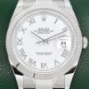 Rolex Datejust 41, Stainless Steel, 18ct White Gold Fluted Bezel, White Roman Dial, on Stainless Steel Oyster Bracelet, Ref. 126334, Circa: 2019, with Box, Green & White Swing Tags, Papers & Balance of 2 Year Rolex Service Warranty