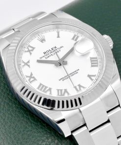 Alternative view of Rolex Datejust 41, Stainless Steel, 18ct White Gold Fluted Bezel, White Roman Dial, on Stainless Steel Oyster Bracelet, Ref. 126334, Circa: 2019, with Box, Green & White Swing Tags, Papers & Balance of 2 Year Rolex Service Warranty