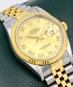 Alternative view of Rolex Datejust 36, Stainless Steel & 18ct Yellow Gold, Fluted Dial, Champagne Roman Dial, on Stainless Steel & 18ct Yellow Gold Rolex Jubilee Bracelet, Ref. 16233, Circa: 2002, Box & Papers