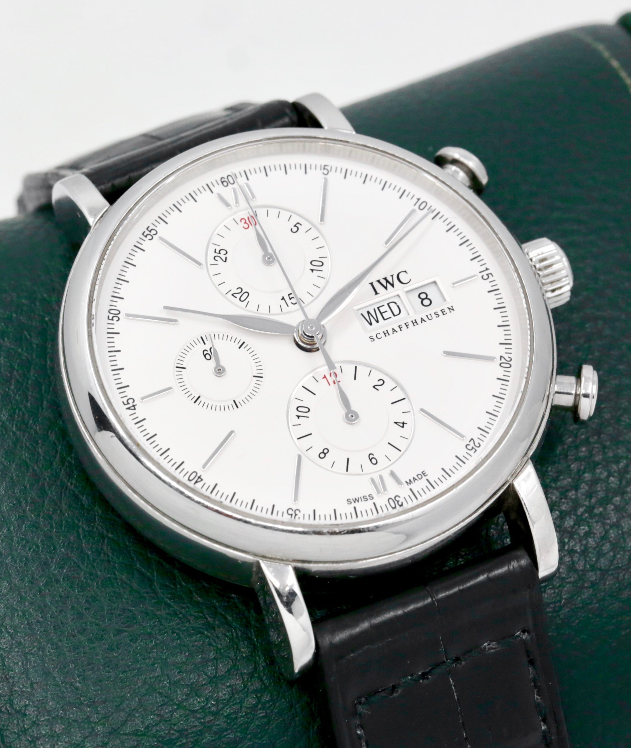 IWC Portofino Chronograph, 42mm Stainless Steel Case, White Index Dial with Day & Date, on Black IWC Alligator Strap with Stainless Steel IWC Tang Buckle, Ref. IW3910, Circa: 2014, with IWC Service Box & IWC Warranty Card *Sold as Traded
