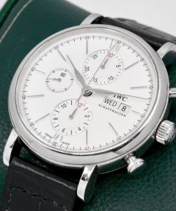 Alternative view of IWC Portofino Chronograph, 42mm Stainless Steel Case, White Index Dial with Day & Date, on Black IWC Alligator Strap with Stainless Steel IWC Tang Buckle, Ref. IW3910, Circa: 2014, with IWC Service Box & IWC Warranty Card *Sold as Traded