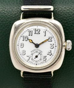 Vintage Rolex Series 1 Cushion Shaped Oyster, in 0.925 Silver, Original Glass Enamel Arab Dial with Sub-Seconds, Original Rolex "Onion" Crown, Circa: 1925