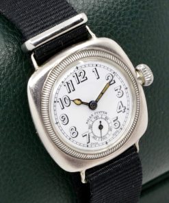 Alternative view of Vintage Rolex Series 1 Cushion Shaped Oyster, in 0.925 Silver, Original Glass Enamel Arab Dial with Sub-Seconds, Original Rolex "Onion" Crown, Circa: 1925