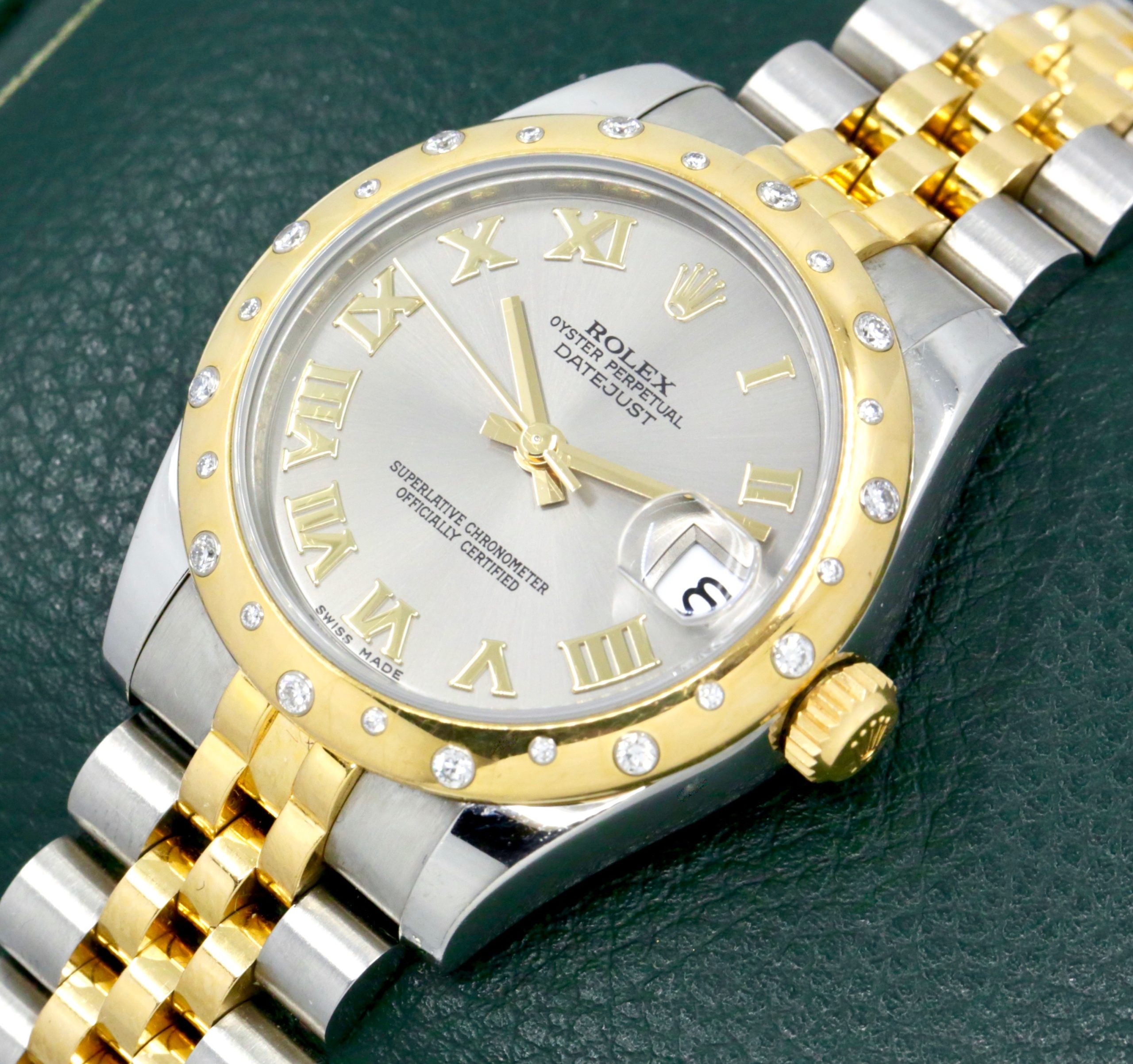 Rolex Datejust 31, in Stainless Steel & 18ct Yellow Gold, Factory Set Scattered-Diamond Bezel, Silver Roman Dial, on Stainless Steel & 18ct Yellow Gold Jubilee Bracelet, Ref. 178343, Circa: 2016, with Box, Books, Swing Tag, & Rolex Warranty Card - Image 3