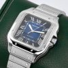 Cartier - Santos de Cartier, Large Model, Stainless Steel, Blue Roman Dial with Date, on Stainless Steel Cartier Bracelet, Ref. WSSA0030, Circa: 2022, with Box, Papers & Balance of 8 Year Cartier Extended Warranty