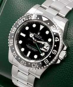 Alternative view of Rolex GMT-Master II "Green Arrow", in Stainless Steel, Black Ceramic Bezel, Black Index Dial, on Stainless Steel Oyster Bracelet, Ref. 116710LN,  Circa: 2009, with Box, Books, Swing Tag, & Rolex Warranty Card