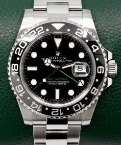 Rolex GMT-Master II "Green Arrow", in Stainless Steel, Black Ceramic Bezel, Black Index Dial, on Stainless Steel Oyster Bracelet, Ref. 116710LN,  Circa: 2009, with Box, Books, Swing Tag, & Rolex Warranty Card