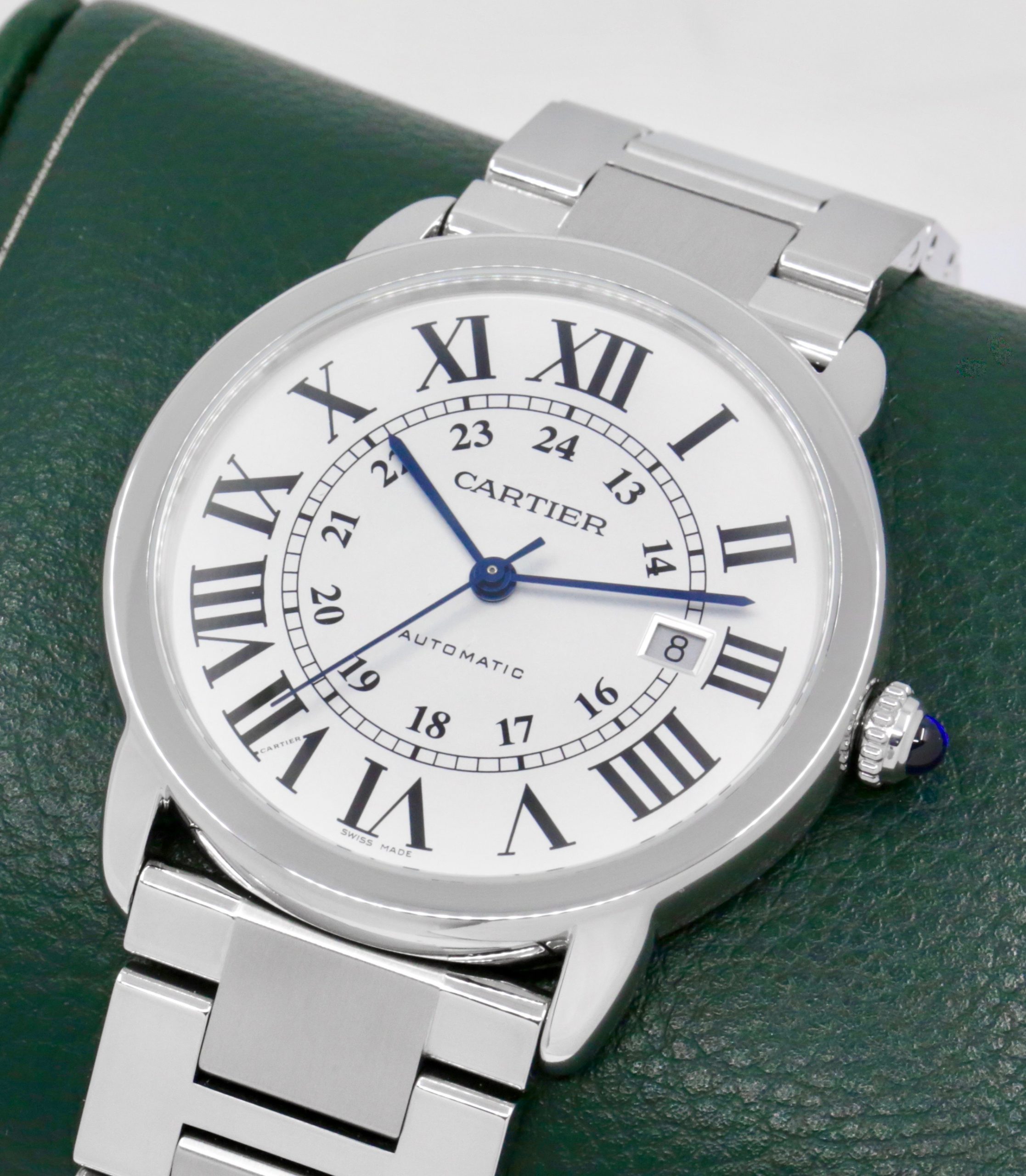 Cartier Ronde Solo, Stainless Steel, Silver Roman Dial with Blue Sword-Shaped Hands, on Stainless Steel Cartier Bracelet, Ref. W6701011, Circa: 2020, with Box, Books, Cartier Warranty Card & Balance of 8 Year Cartier Extended Warranty - Image 3