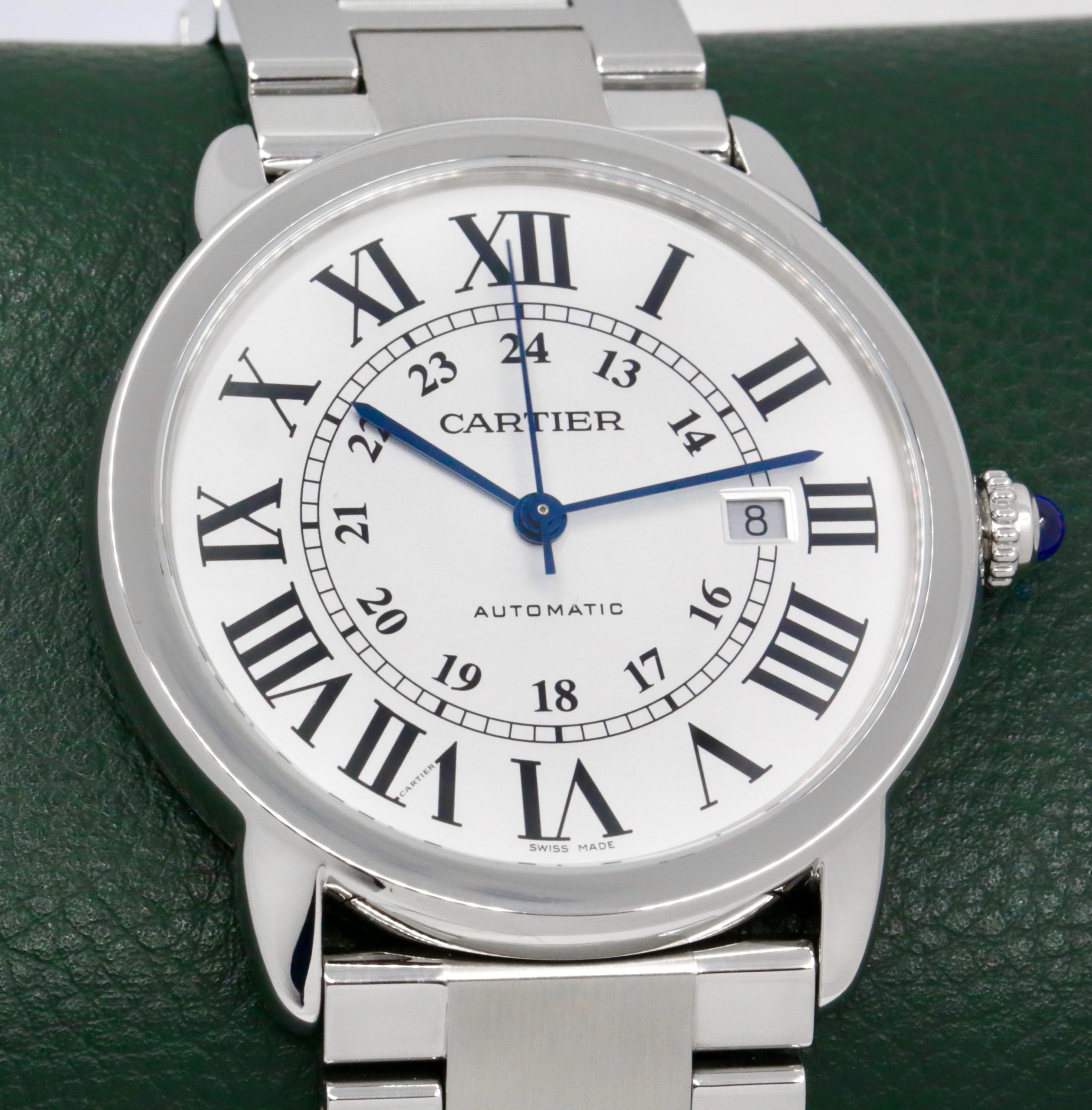 Cartier Ronde Solo, Stainless Steel, Silver Roman Dial with Blue Sword-Shaped Hands, on Stainless Steel Cartier Bracelet, Ref. W6701011, Circa: 2020, with Box, Books, Cartier Warranty Card & Balance of 8 Year Cartier Extended Warranty - Image 2