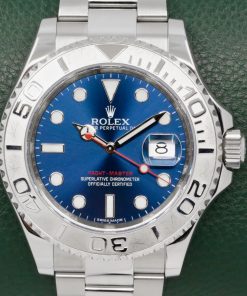 Rolex Yacht-Master 40, in 904L Stainless Steel with Platinum Bezel, Blue Index Dial, on 904L Stainless Steel Rolex Oyster Bracelet, Ref. 116622, Circa: 2013, with Rolex Box, Books, Swing Tags, Rolex Service Card & Balance of 2 Year Rolex Service Warranty