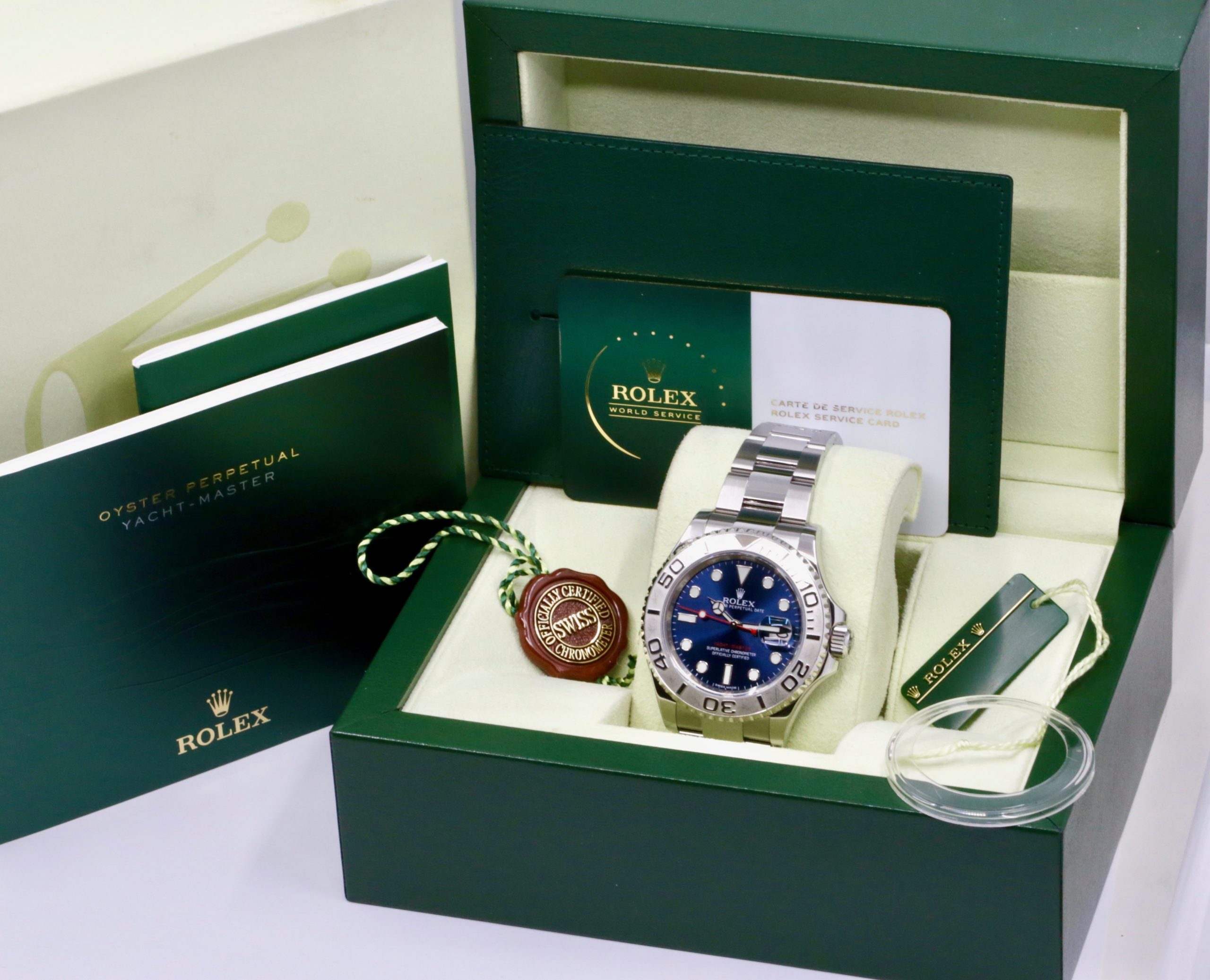 Rolex Yacht-Master 40, in 904L Stainless Steel with Platinum Bezel, Blue Index Dial, on 904L Stainless Steel Rolex Oyster Bracelet, Ref. 116622, Circa: 2013, with Rolex Box, Books, Swing Tags, Rolex Service Card & Balance of 2 Year Rolex Service Warranty - Image 7