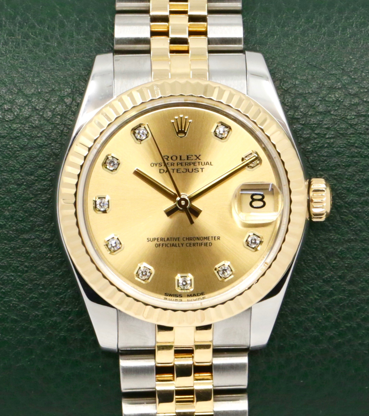 Rolex Datejust 31, Stainless Steel & 18ct Yellow Gold, Factory Set Diamond Champagne Dial, Fluted Bezel, on Stainless Steel & 18ct Yellow Gold Rolex Jubilee Bracelet, Ref.178273, Circa: 2018, Full Set - Complete with Box, Books, Swing Tags, & Rolex Warranty Card