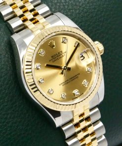 Alternative view of Rolex Datejust 31, Stainless Steel & 18ct Yellow Gold, Factory Set Diamond Champagne Dial, Fluted Bezel, on Stainless Steel & 18ct Yellow Gold Rolex Jubilee Bracelet, Ref.178273, Circa: 2018, Full Set - Complete with Box, Books, Swing Tags, & Rolex Warranty Card