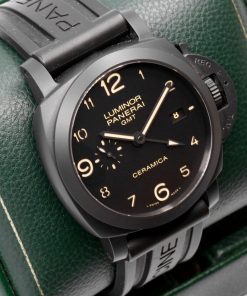Panerai Luminor 1950 3 Days GMT Automatic Ceramica, Limited Edition, 44mm Black Ceramic Case, Black Arab Dial, on Black Panerai Rubber Strap with Panerai Tang Buckle, Ref. PAM00441