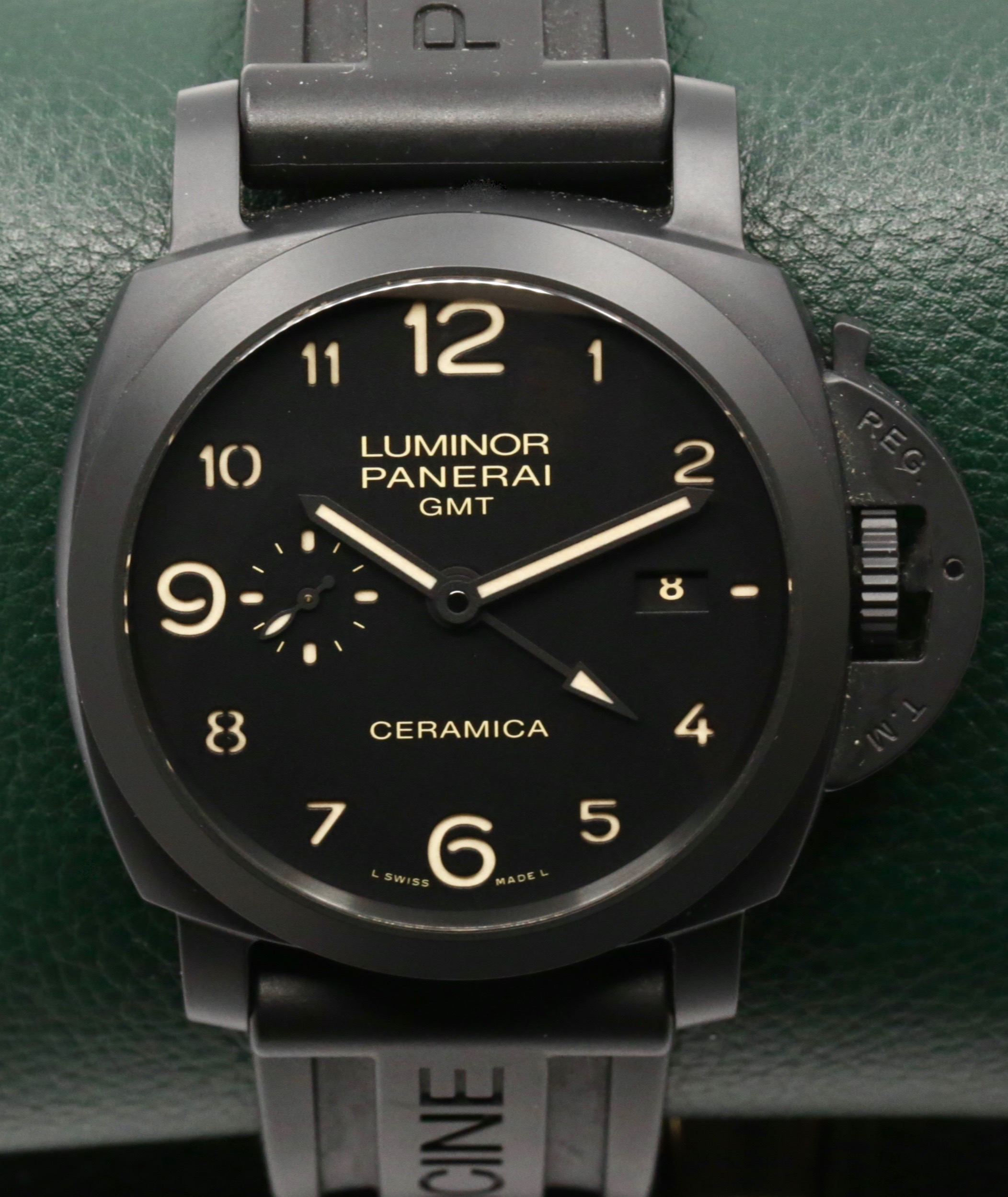Panerai Luminor 1950 3 Days GMT Automatic Ceramica, Limited Edition, 44mm Black Ceramic Case, Black Arab Dial, on Black Panerai Rubber Strap with Panerai Tang Buckle, Ref. PAM00441 - Image 3