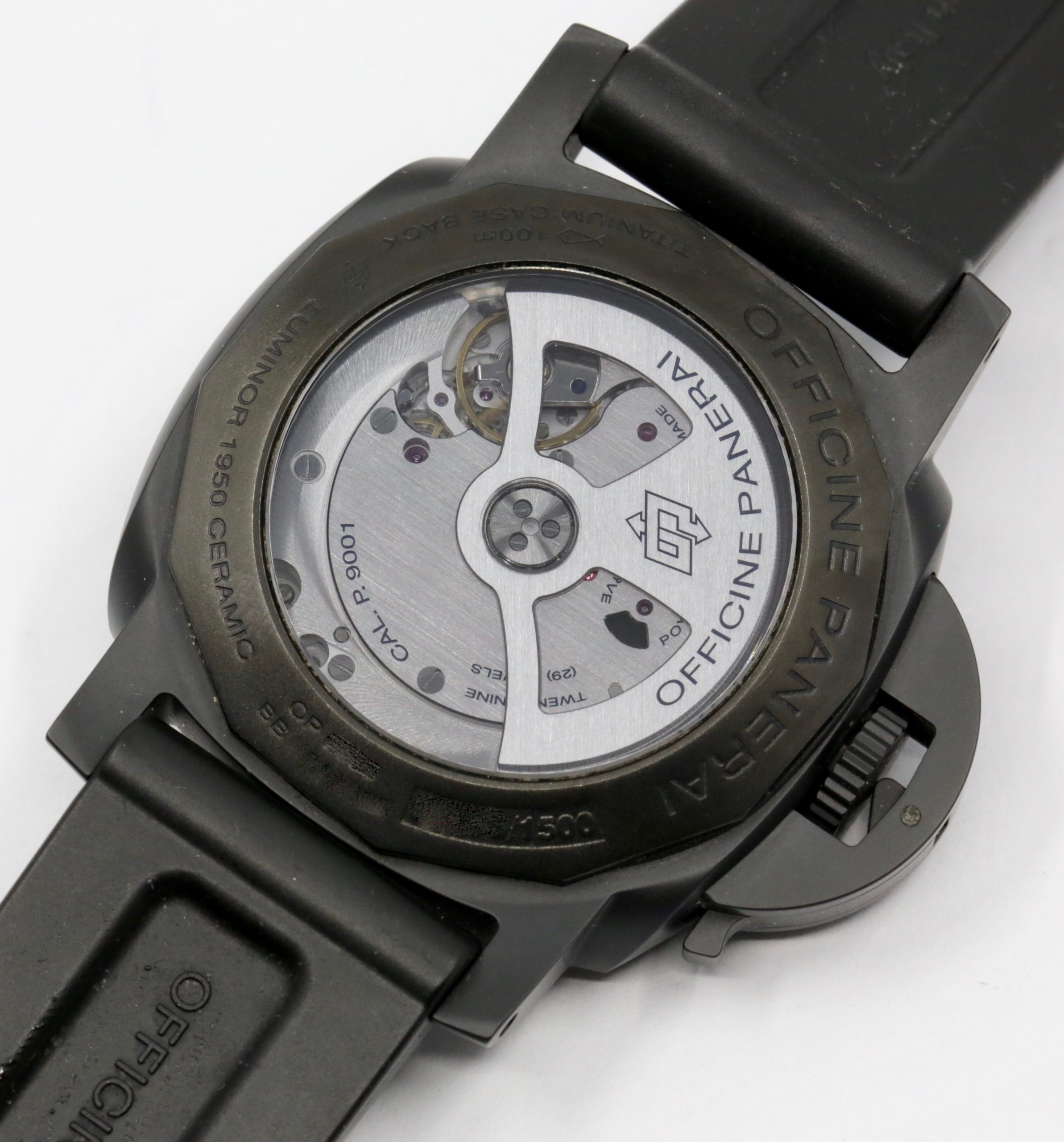 Panerai Luminor 1950 3 Days GMT Automatic Ceramica, Limited Edition, 44mm Black Ceramic Case, Black Arab Dial, on Black Panerai Rubber Strap with Panerai Tang Buckle, Ref. PAM00441 - Image 6