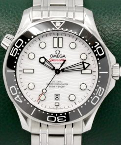 Omega Seamaster Diver 300M in Stainless Steel, Black Ceramic Bezel, White Index Dial, on Stainless Steel Omega Bracelet, Ref. 210.32.42.20.04.001, Circa: 2020, with Box, Book & Omega Warranty Cards.