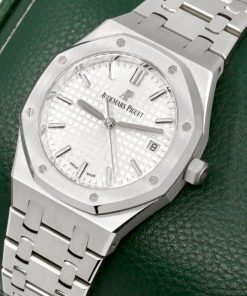 Alternative view of Audemars Piguet Royal Oak, 34mm, Stainless Steel, White "Grande Tapisserie" Dial, on Stainless Steel Audemars Piguet Royal Oak Bracelet, Ref. 77350ST.OO.1261ST.01, Circa: 2022, with Box, Books, Swing Tag & Audemars Piguet Warranty Card