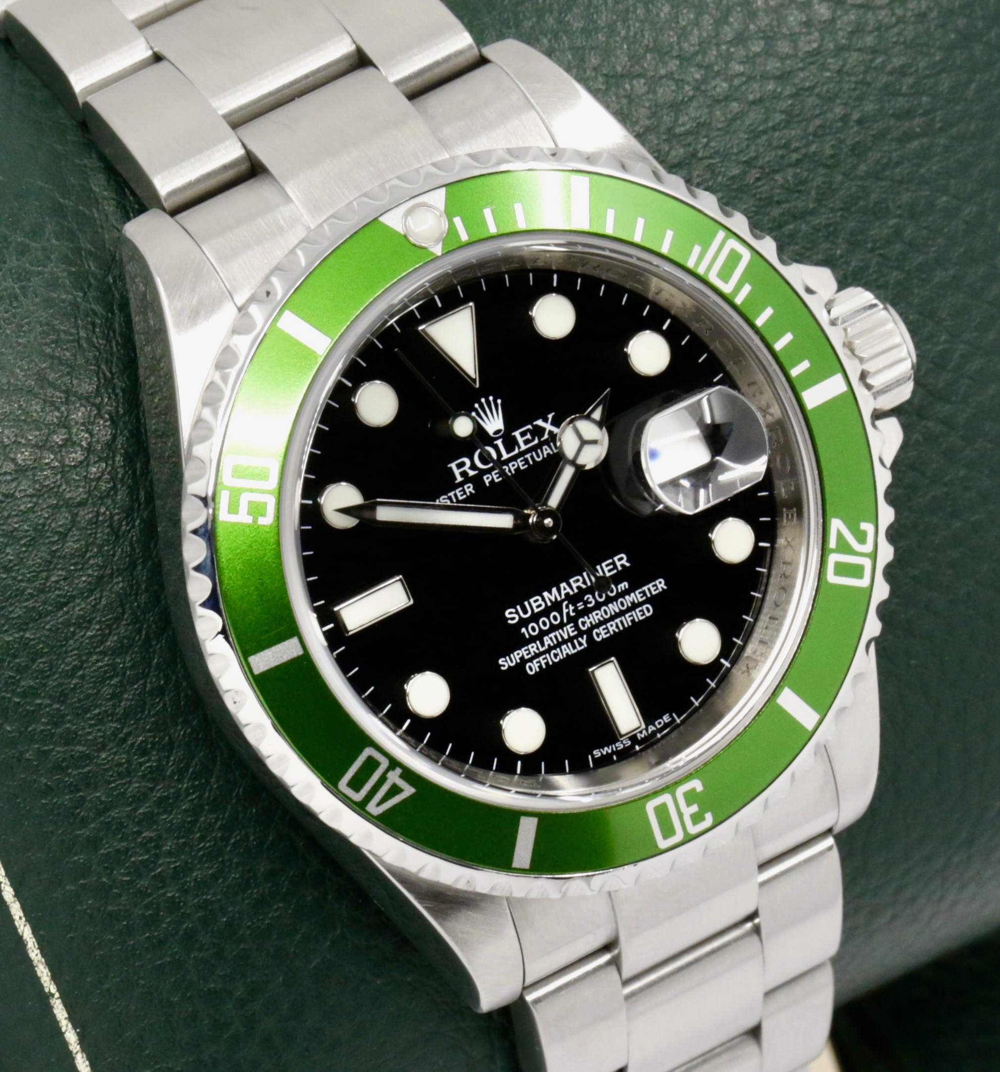 Rolex Submariner Date “Kermit”, Stainless Steel, Green Aluminium Bezel, Black Index Dial, on Stainless Steel Rolex Oyster Bracelet, Ref. 16610LV, Circa: 2008, with Rolex Box, Book & Rolex Warranty Card - Image 2
