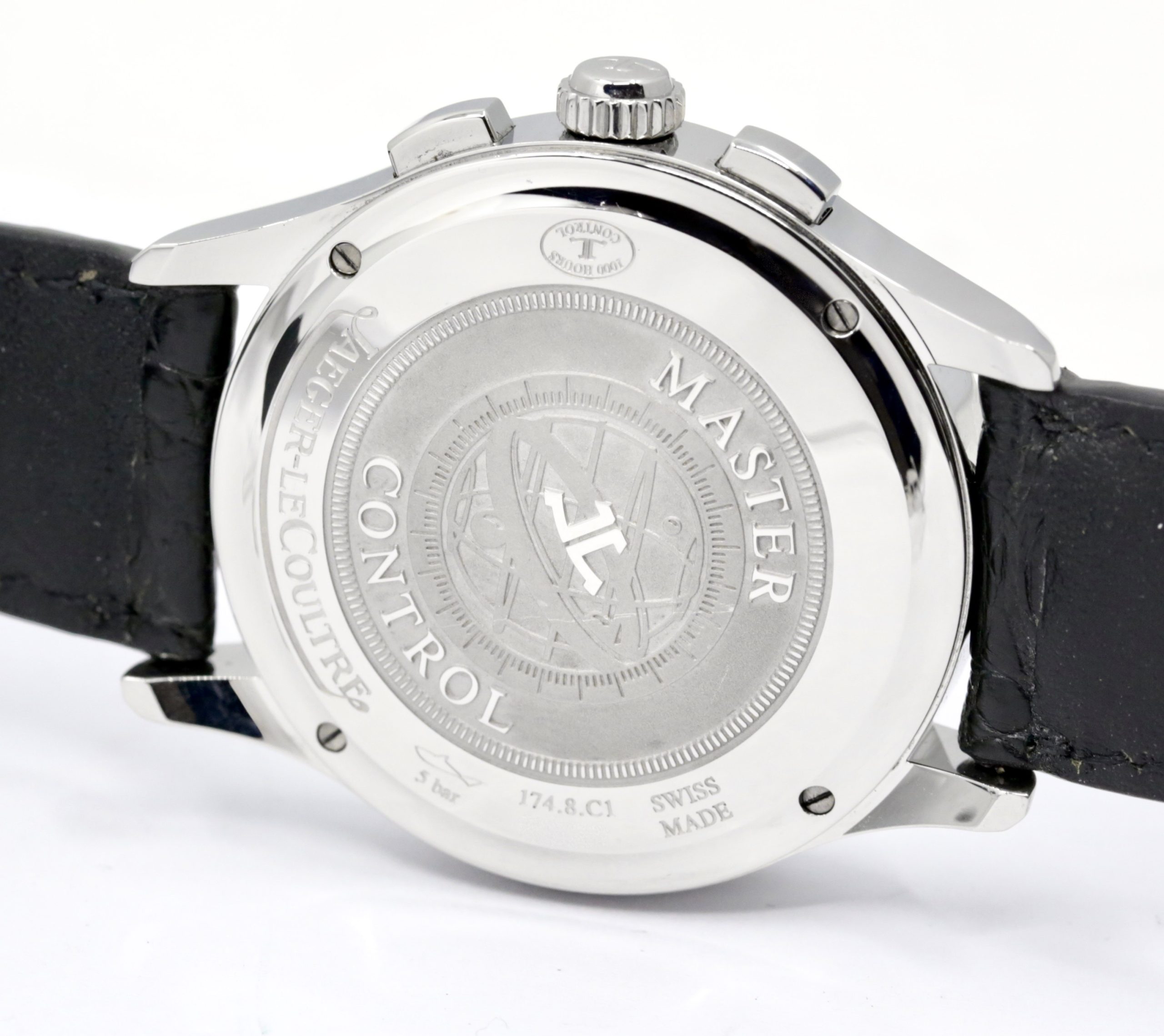 Jaeger-LeCoultre Master Control Chronograph, Ref. 174.8.C1 , 40mm Stainless Steel Case, Silver Index Dial, Silver Sub-Dials & Pulsometer Scale, on Black Crocodile Strap with Stainless Steel JLC Deployant - Image 7