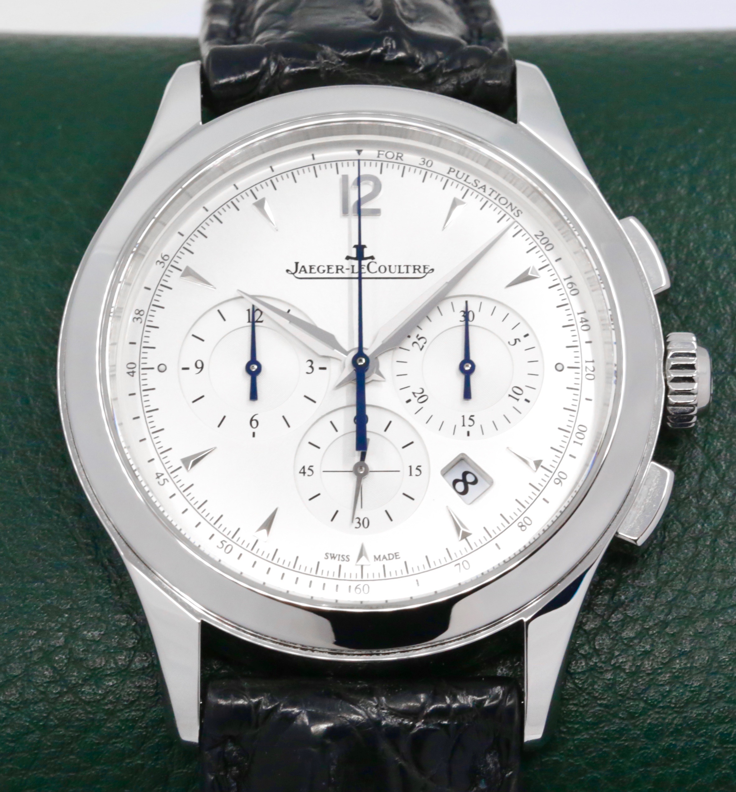Jaeger-LeCoultre Master Control Chronograph, Ref. 174.8.C1 , 40mm Stainless Steel Case, Silver Index Dial, Silver Sub-Dials & Pulsometer Scale, on Black Crocodile Strap with Stainless Steel JLC Deployant - Image 2