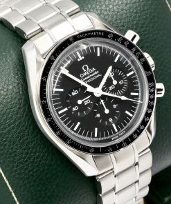 Omega Speedmaster Professional "Big Box Speedy", 42mm Stainless Steel Case, Black Index Dial, Hesalite Crystal, on Stainless Steel Omega Bracelet, Ref. 311.30.42.30.01.005, Circa: 2017, Complete with Big Omega Box, Books, Extra Straps, & Omega Warranty Cards