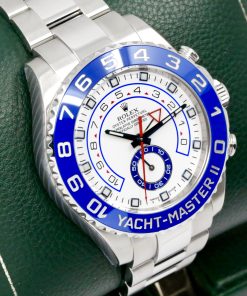 Alternative view of Rolex Yacht-Master II, 44mm, Stainless Steel, Blue Ceramic Bezel, White Index Dial, on Stainless Steel Rolex Oyster Bracelet, Ref. 116680, with Box, Rolex Service Card & Balance of 2 Year Rolex Service Warranty *JUST SERVICED BY ROLEX - PRESENTS AS NEW!!