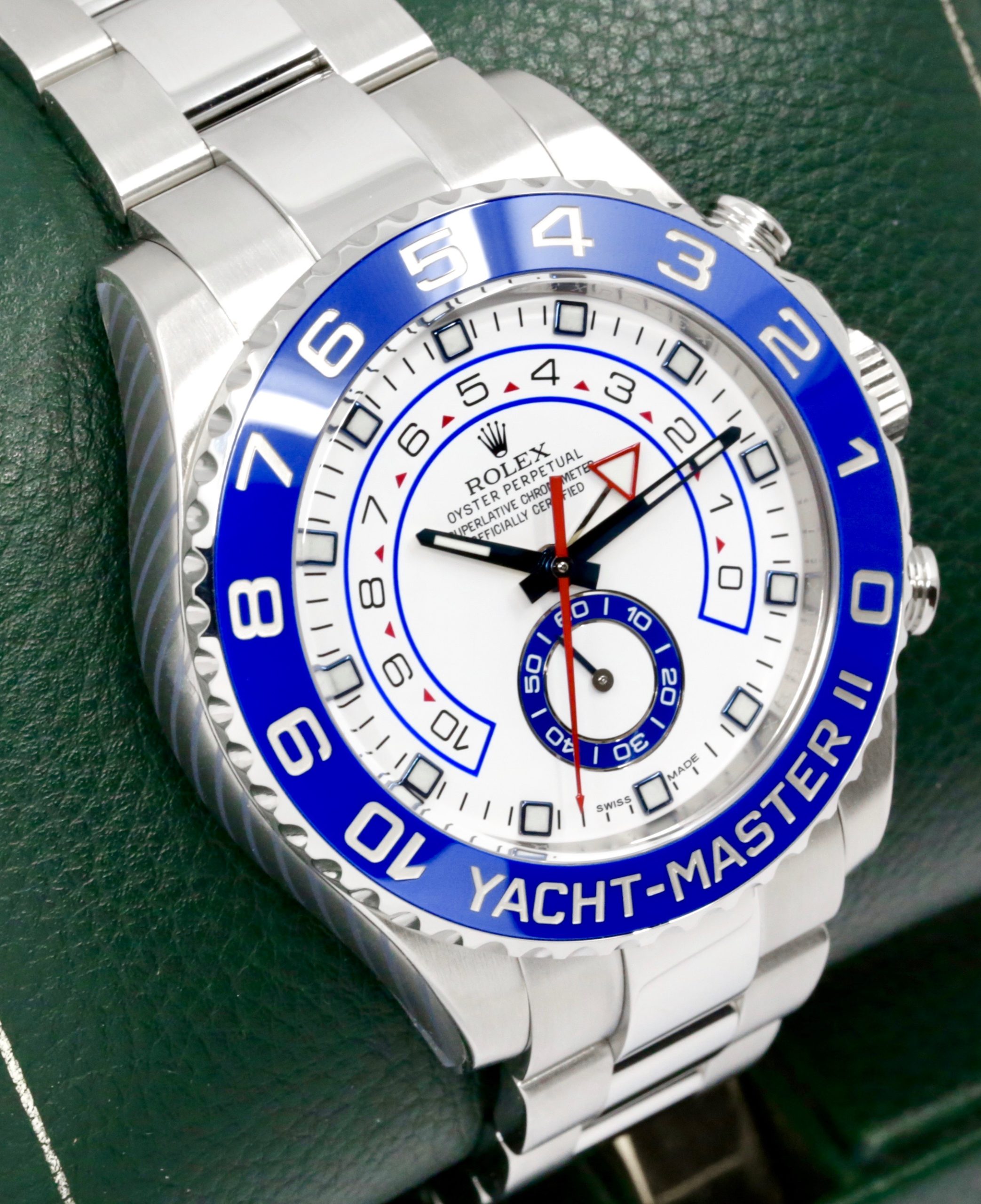Rolex Yacht-Master II, 44mm, Stainless Steel, Blue Ceramic Bezel, White Index Dial, on Stainless Steel Rolex Oyster Bracelet, Ref. 116680, with Box, Rolex Service Card & Balance of 2 Year Rolex Service Warranty *JUST SERVICED BY ROLEX - PRESENTS AS NEW!! - Image 2